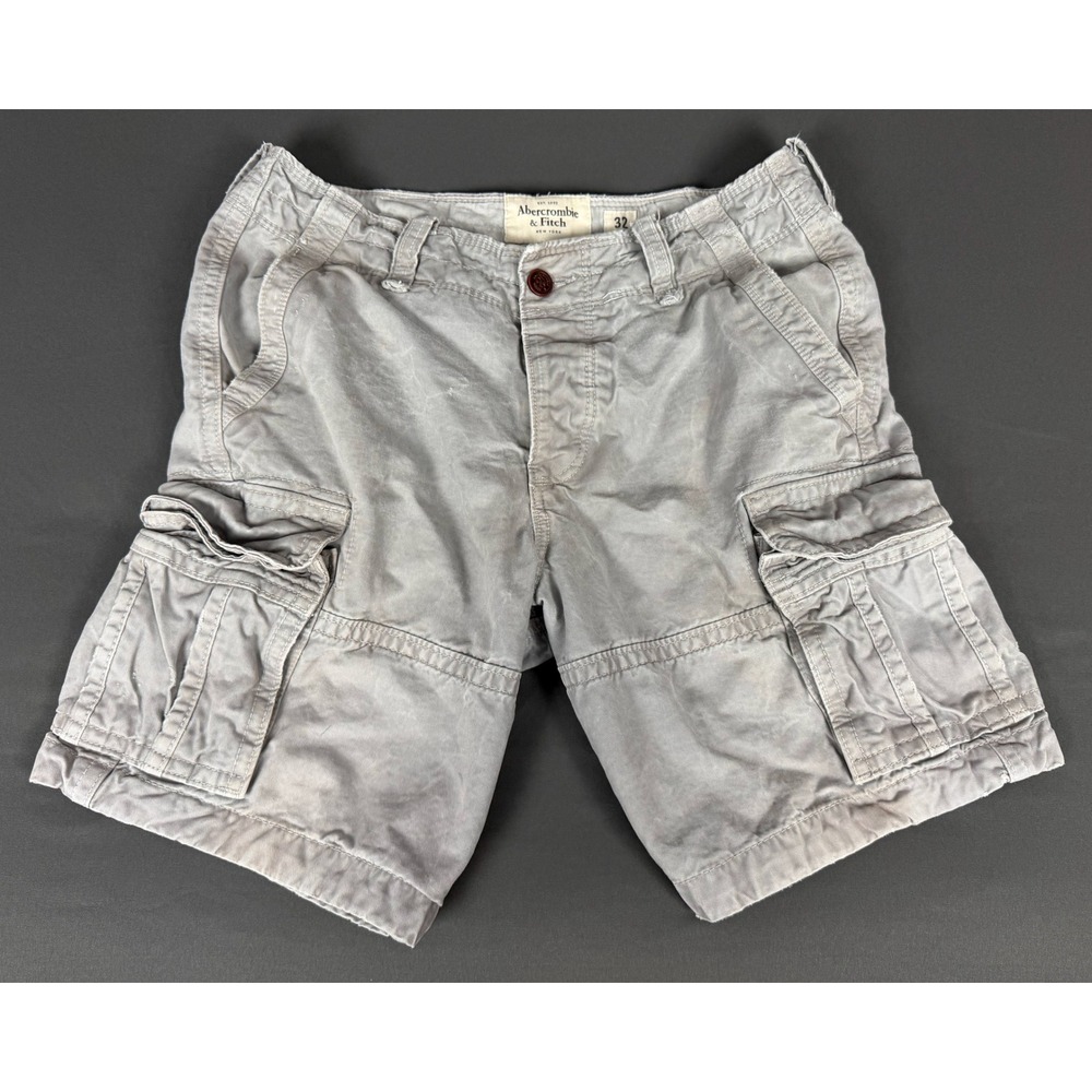 Abercrombie & Fitch Cargo Shorts Mens 32 Gray Vintage Y2K Twill Paratrooper